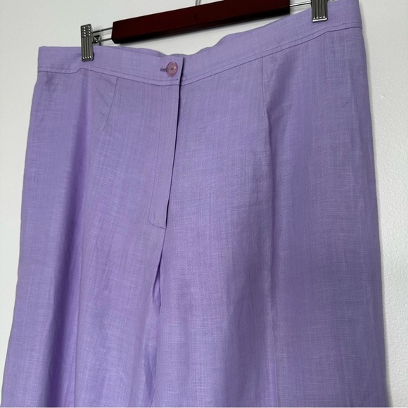 Wide Leg Pants Teatro Dei Sogni Linen Lavender Size 14 - Picture 2 of 12